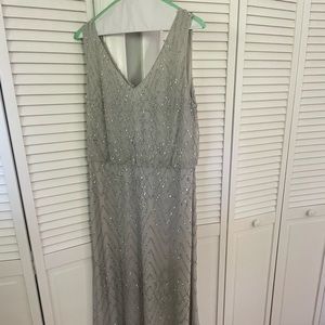 BHLDN beaded gown, silver